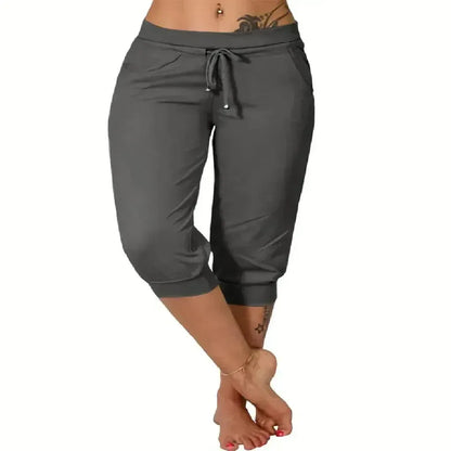 Women's Drawstring Capri Jogger Pants