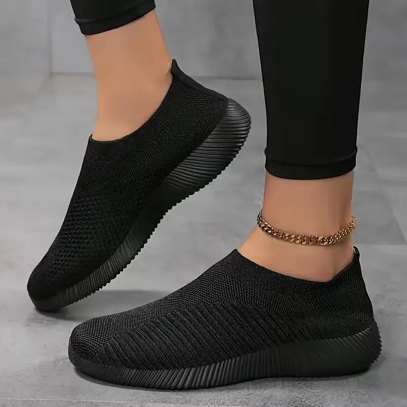 Women’s Breathable Knit Slip-On Walking Sneakers
