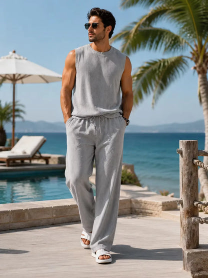 Men's Sleeveless Ribbed Lounge Set