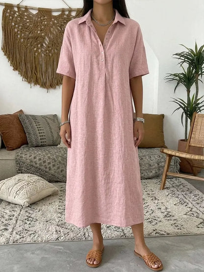 Women's Collared Button Front Relaxed Dress