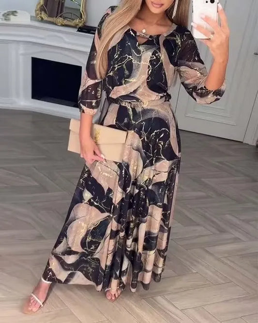Women's Marble Print Maxi Dress