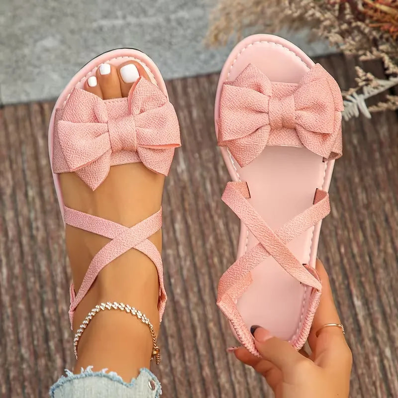 Women's Bow Cross-Strap Flat Sandals