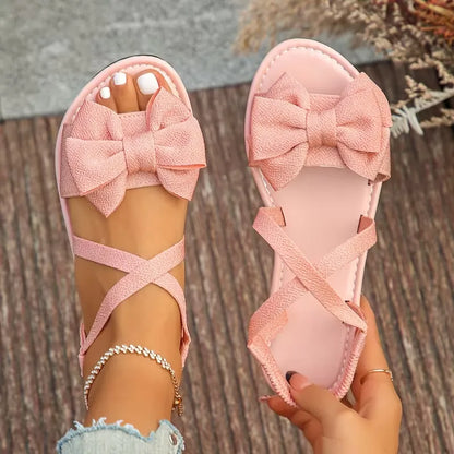 Women's Bow Cross-Strap Flat Sandals