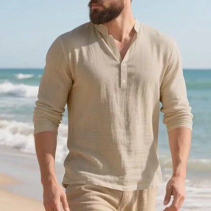 Men’s Solid-Color Stand-Collar Shirt