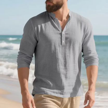 Men’s Solid-Color Stand-Collar Shirt