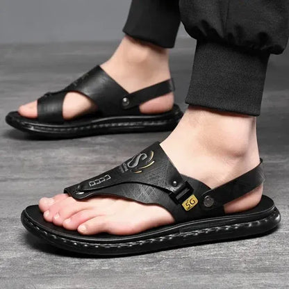 Men’s Leather-Look Comfort Thong Sandals