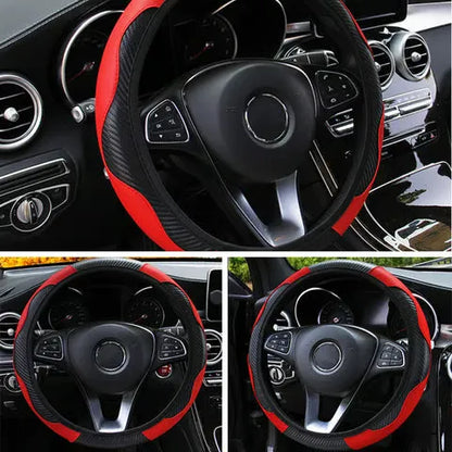 Carbon-Style Car Steering Wheel Cover