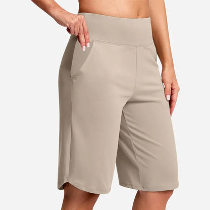 Women’s High-Waisted Knee-Length Pocket Shorts