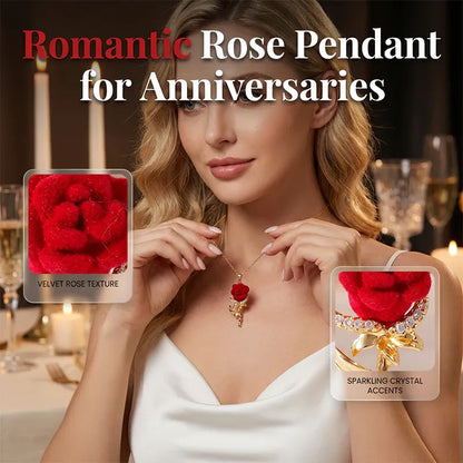 Velvet Rose Pendant Necklace