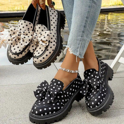 Women’s Polka Dot Bow Platform Loafers