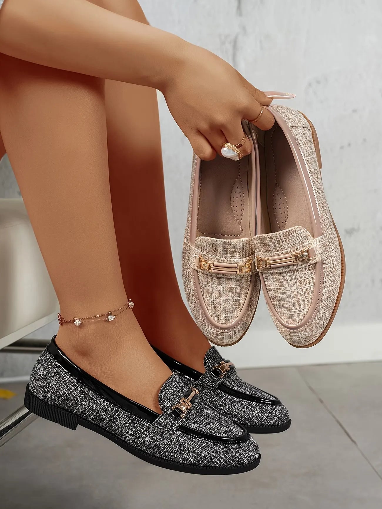 Women’s Wide-Fit Textured Slip-On Loafers