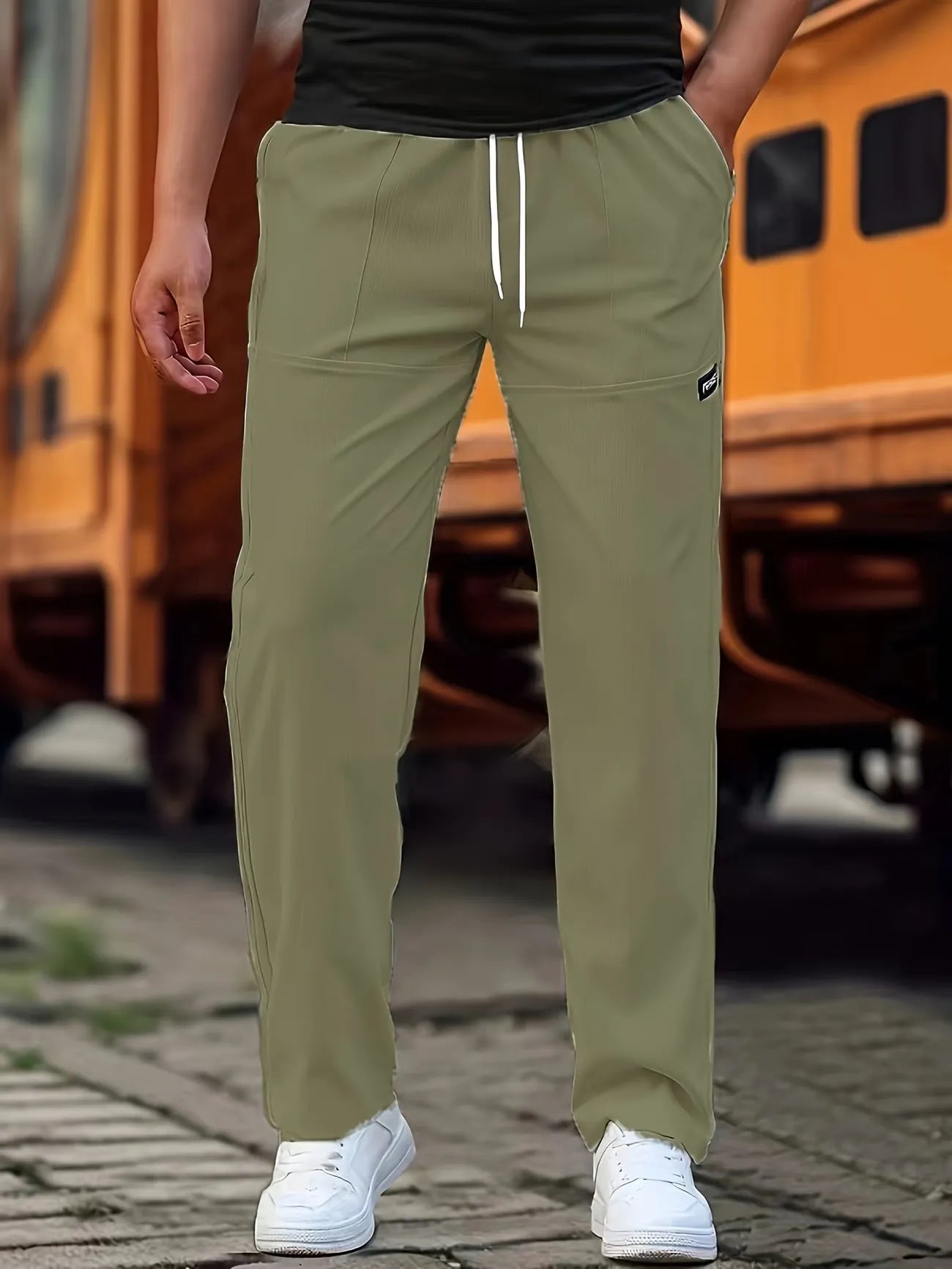 Men's Drawstring Straight-Leg Casual Pants
