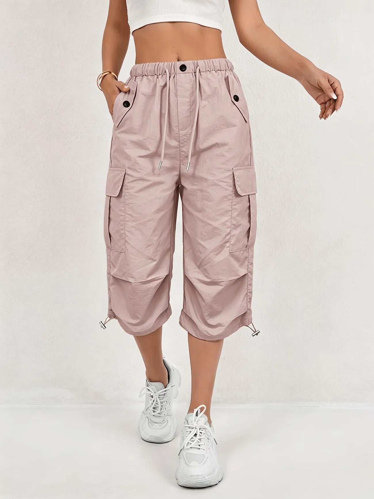 Women’s High-Waist Cargo Capri Pants