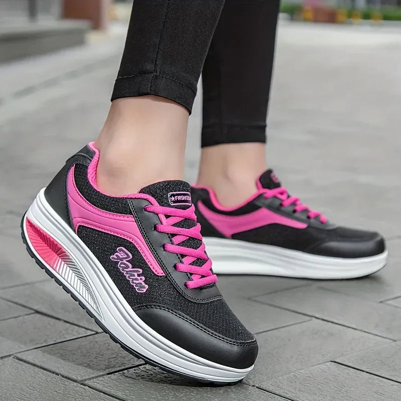 Women's Knit Lace-Up Walking Sneakers