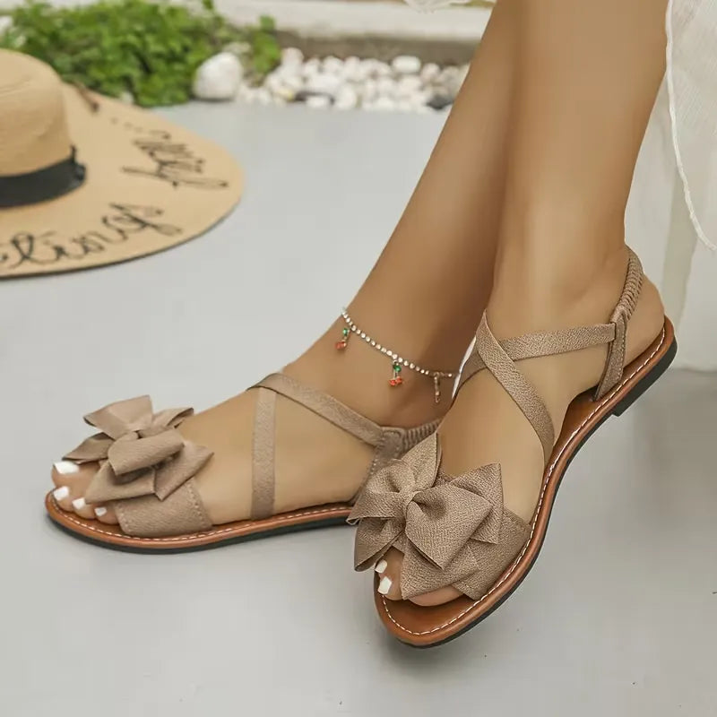 Women's Bow Cross-Strap Flat Sandals
