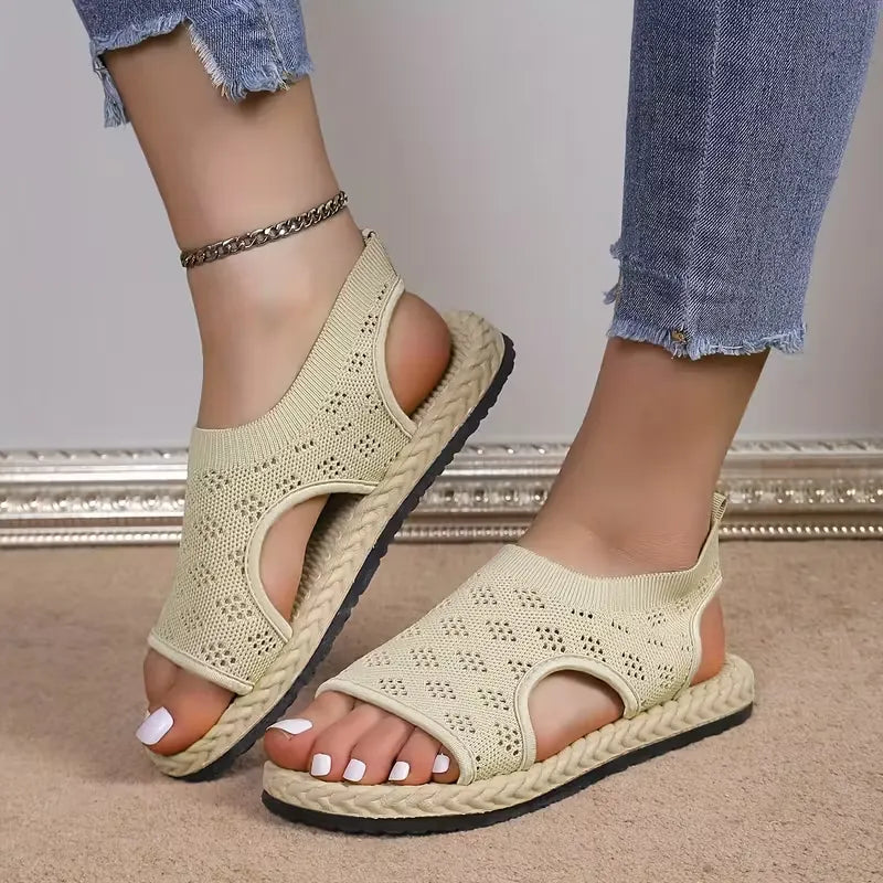 Women’s Breathable Knit Slingback Flat Sandals