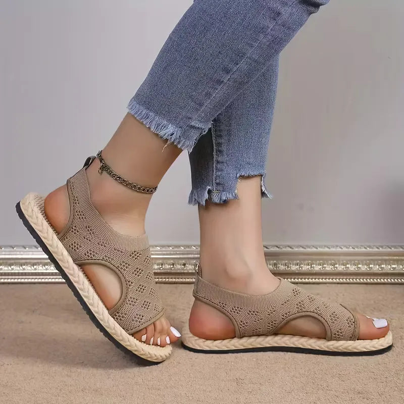 Women’s Breathable Knit Slingback Flat Sandals