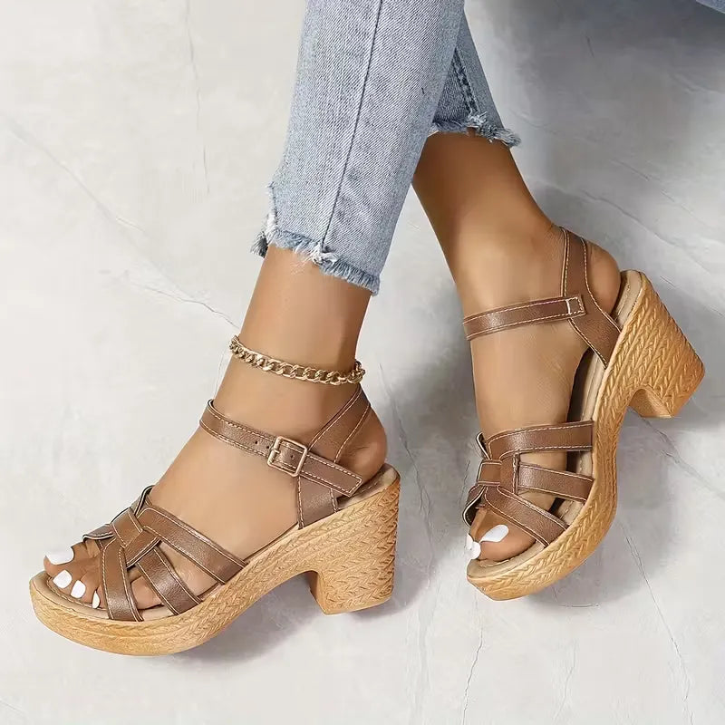 Women’s Buckle Strap Wedge Heel Sandals