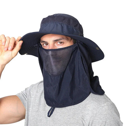 Adjustable Sun Protection Hat with Face Cover Flap