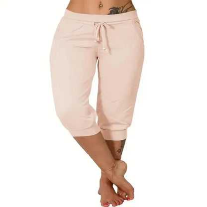 Women's Drawstring Capri Jogger Pants