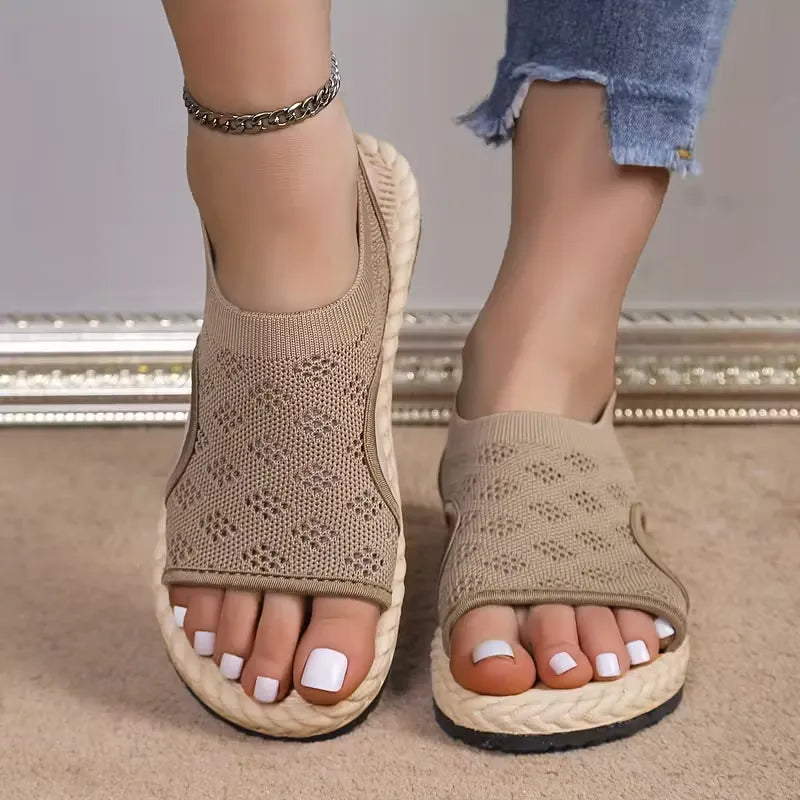 Women’s Breathable Knit Slingback Flat Sandals