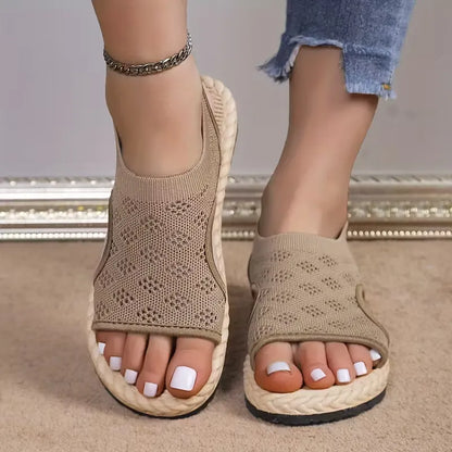 Women’s Breathable Knit Slingback Flat Sandals