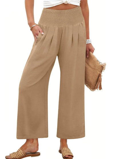 Women’s Smocked Waist Wide-Leg Pants