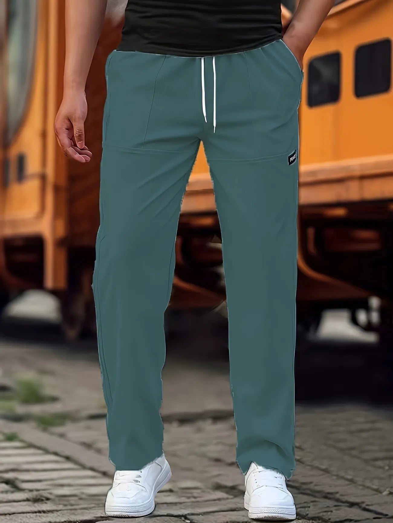 Men's Drawstring Straight-Leg Casual Pants