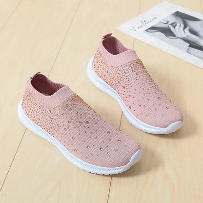Women’s Rhinestone Knit Slip-On Sneakers