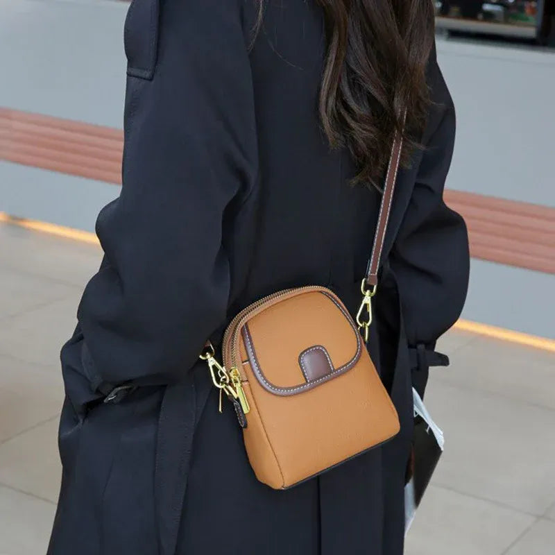 Women’s Leather-Look Double-Zip Crossbody Bag