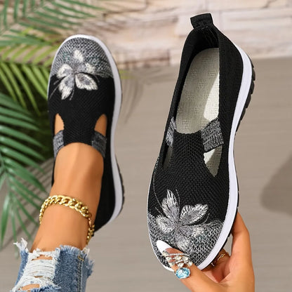 Women's Floral Knit Slip-On Walking Shoes
