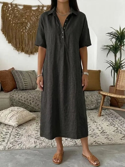 Women's Collared Button Front Relaxed Dress