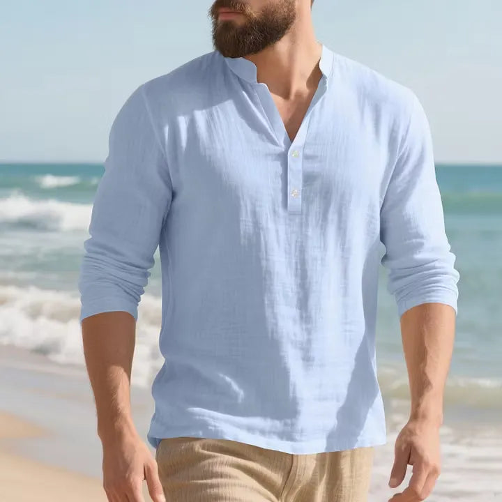 Men’s Solid-Color Stand-Collar Shirt