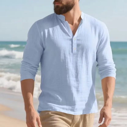 Men’s Solid-Color Stand-Collar Shirt
