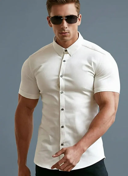 Men’s Short Sleeve Wrinkle-Resistant Button-Up Shirt