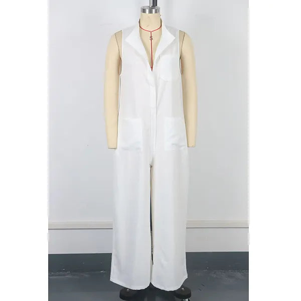 Sleeveless Relaxed Fit Wide Leg Utility Jumpsuit