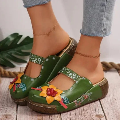 Women’s Retro Floral Comfort Slip-On Mules