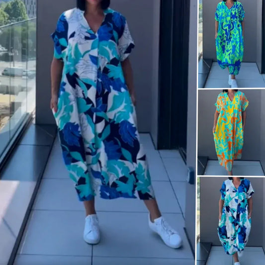 Women's Floral Print Button Front Maxi Dress