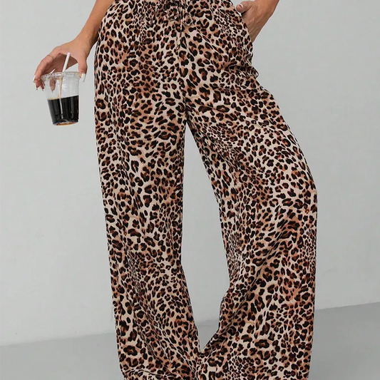 Women’s Leopard Print Wide-Leg Pants