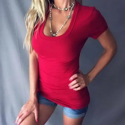 Women’s Fitted V-Neck Short-Sleeve Top