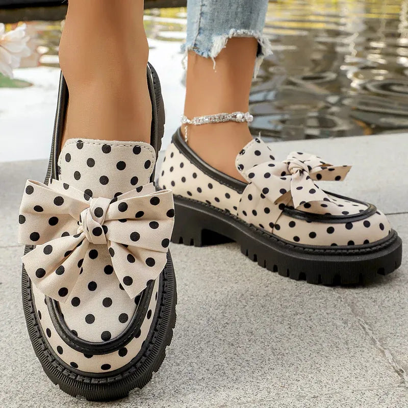 Women’s Polka Dot Bow Platform Loafers
