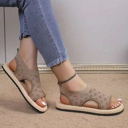 Women’s Breathable Knit Slingback Flat Sandals