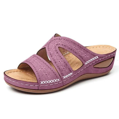 Women’s Embroidered Open-Toe Comfort Slide Sandals