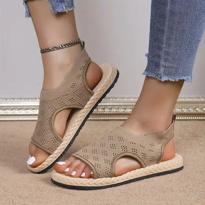 Women’s Breathable Knit Slingback Flat Sandals
