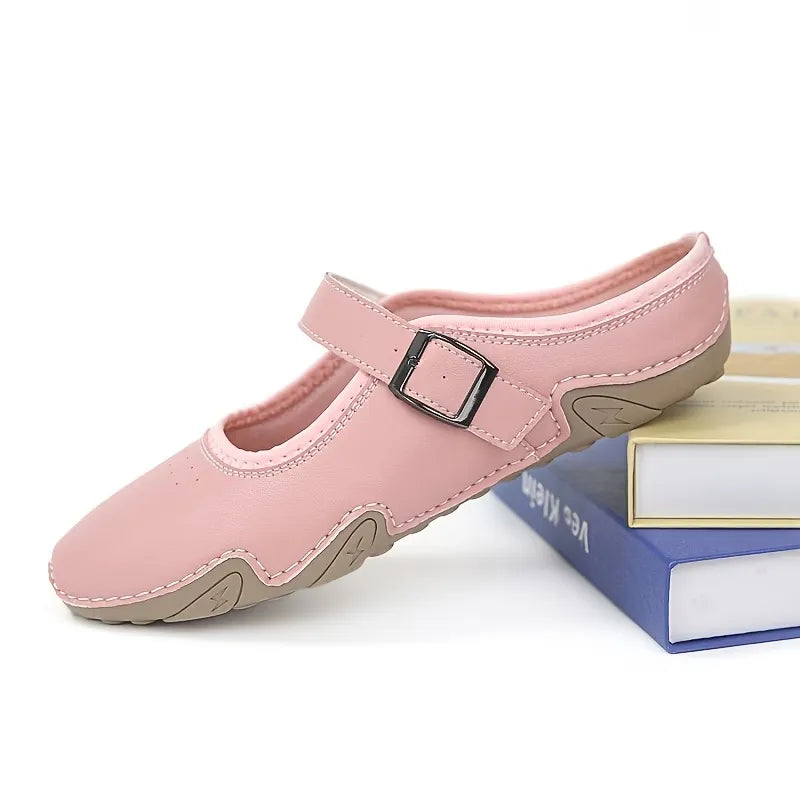 Women’s Buckle Strap Closed-Toe Mule Slippers