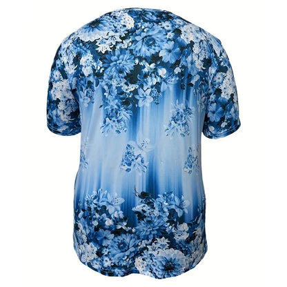 Women’s Floral V-Neck Button Front Casual Top