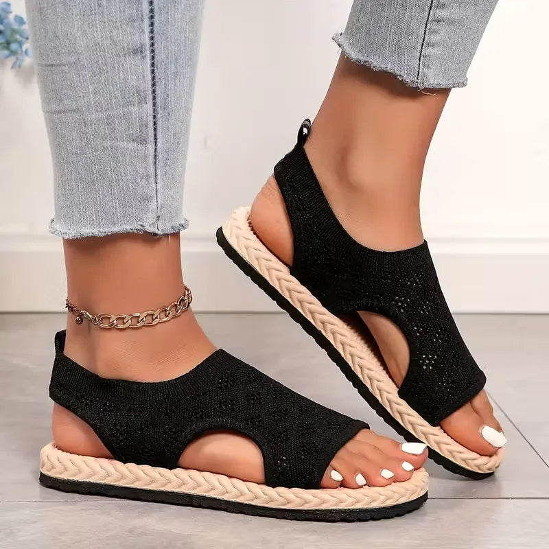 Women’s Breathable Knit Slingback Flat Sandals
