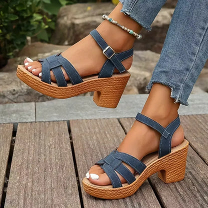 Women’s Buckle Strap Wedge Heel Sandals