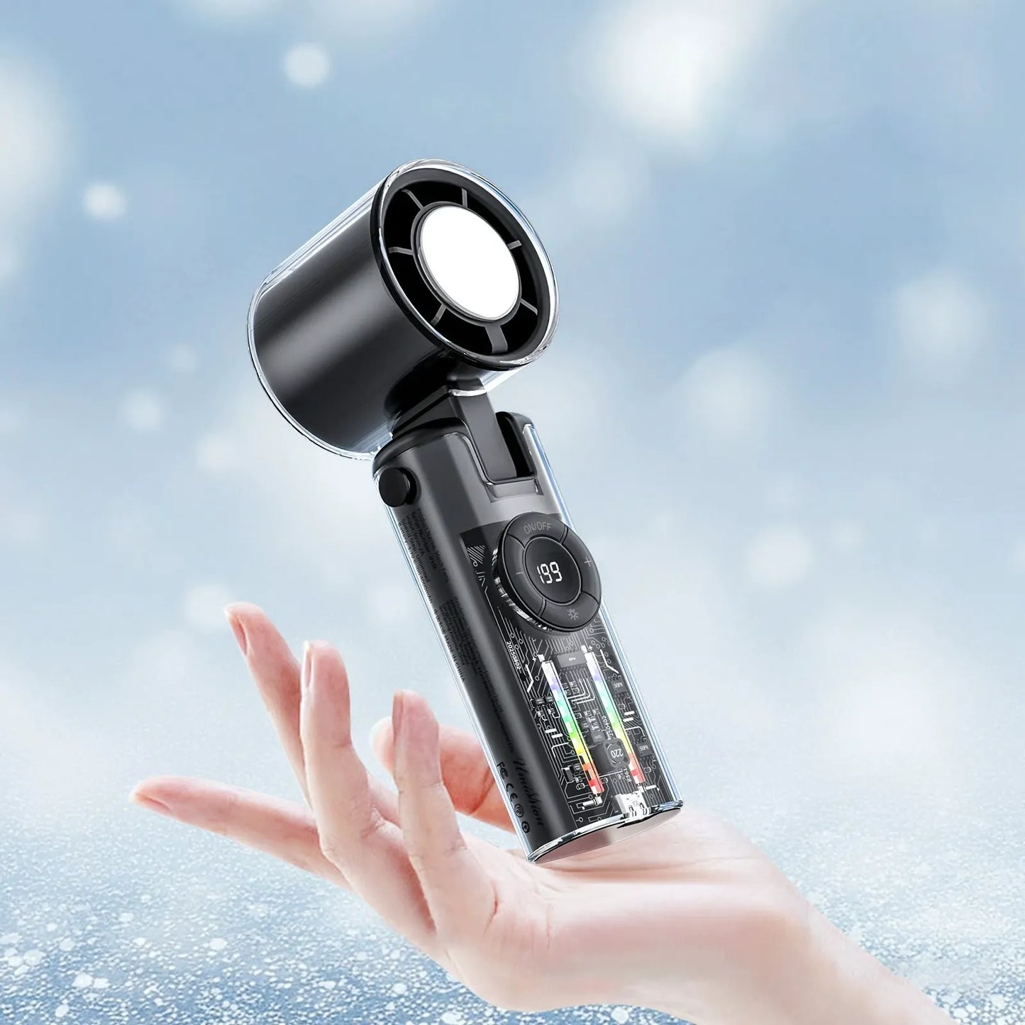 Portable Bladeless Handheld Fan with Digital Display