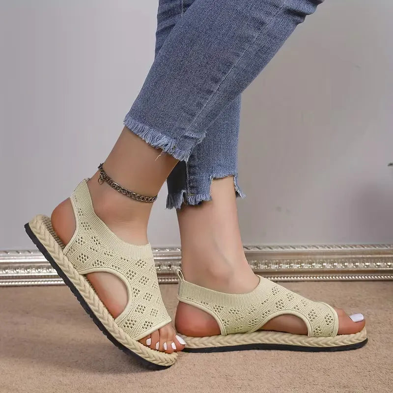 Women’s Breathable Knit Slingback Flat Sandals